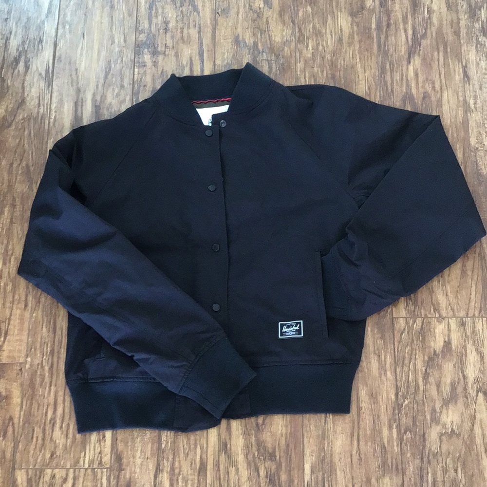 NWT Black Hershel Bomber Jacket Small Button